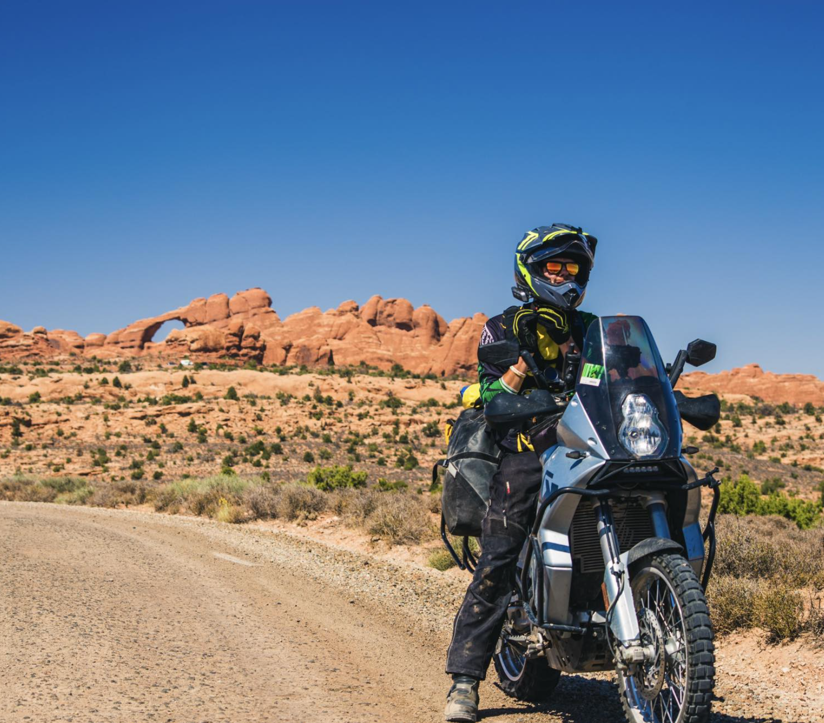Parker Boyack outdoors with his motorcycle in Utah